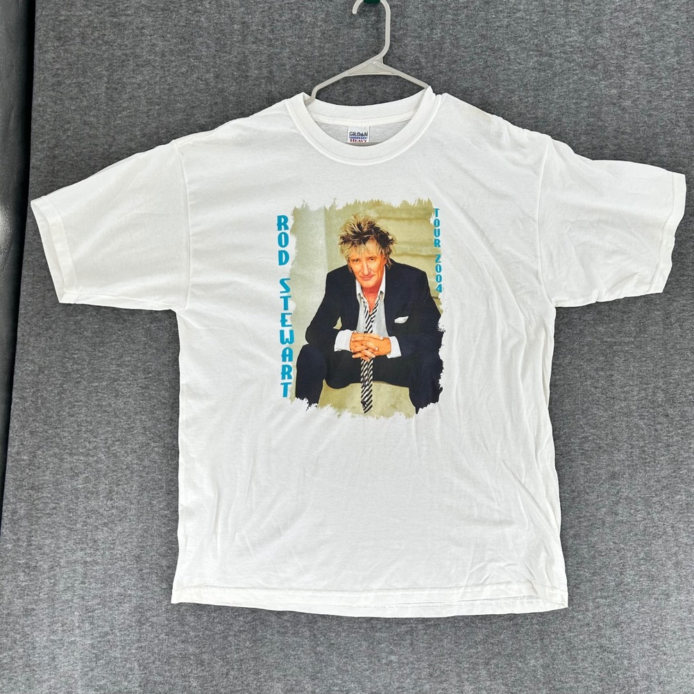 Vintage Rod Stewart Tour 2004 The Great American Songbook White T-Shirt Mens XL